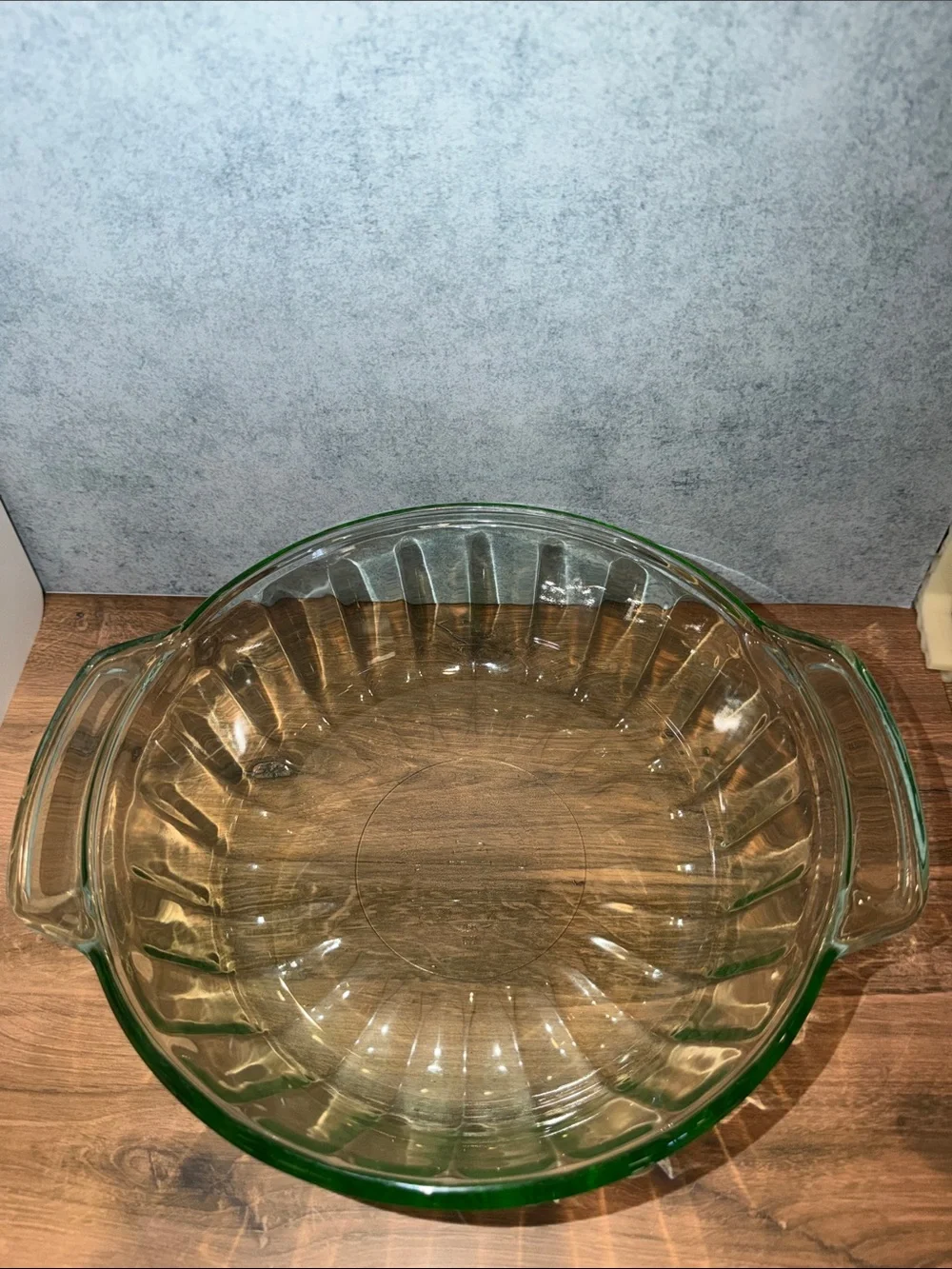 Clear Glass Baking Dish with Side Handles - Green Tint